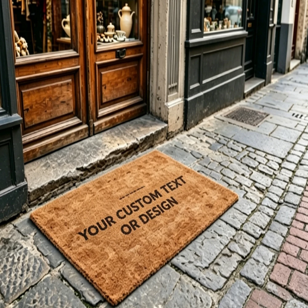 Personalized Outdoor Welcome Mat Pattern Shop Name Print Durable Floor Mat For Store Entrance Business Decor Housewarming Gift
