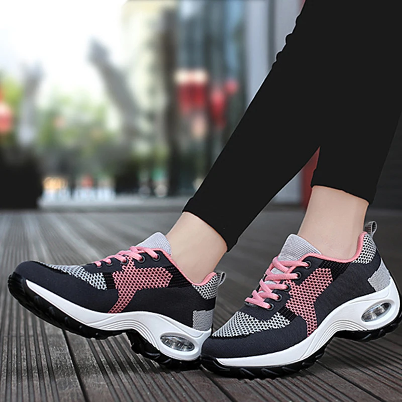 Zapatillas deportivas informales para mujer, zapatos para caminar con amortiguación de aire, ligeros, para correr, de malla suave, transpirables, para primavera y otoño