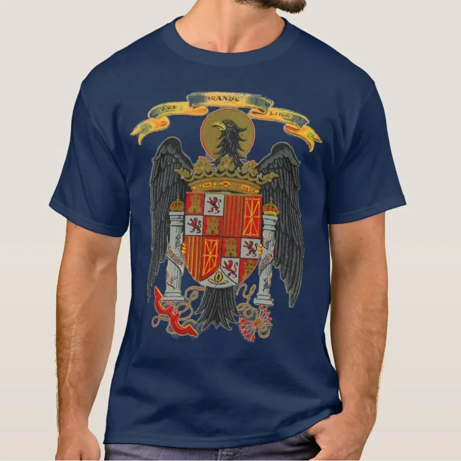 Vintage francisco espanhol imperial águia brasão camiseta 100% algodão o-pescoço manga curta verão casual masculino camiseta