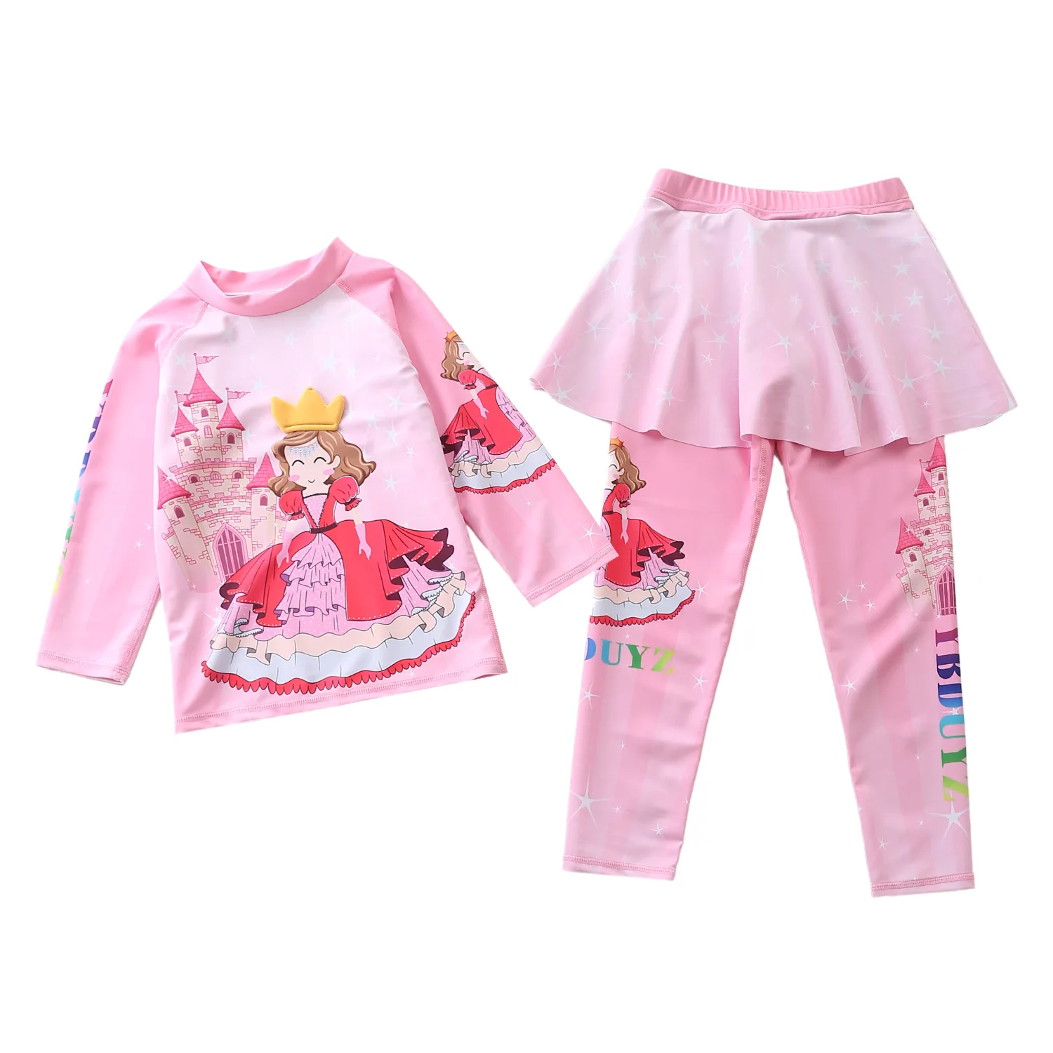 HappyFlute Children's Separate Long Sleeve Long Skirt Beach Suntan Bathing Suit For Girls