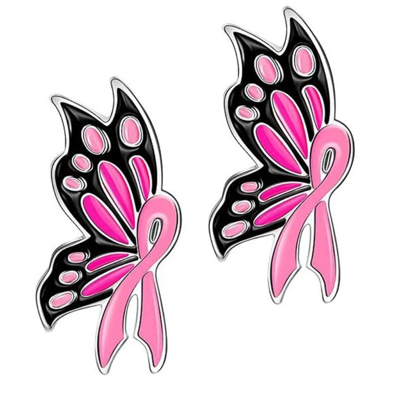 Breast Cancers Awareness Enamel Lapel Pins Pink Ribbon Brooch Pin Ribbon Pin Charity Public and Social Event Dropshipping