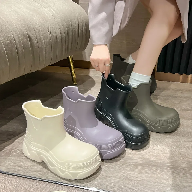 Bottes de pluie en caoutchouc mi-mollet pour femmes, chaussures de chimwork, vêtements d'extérieur, à la mode, commerce extérieur, femme