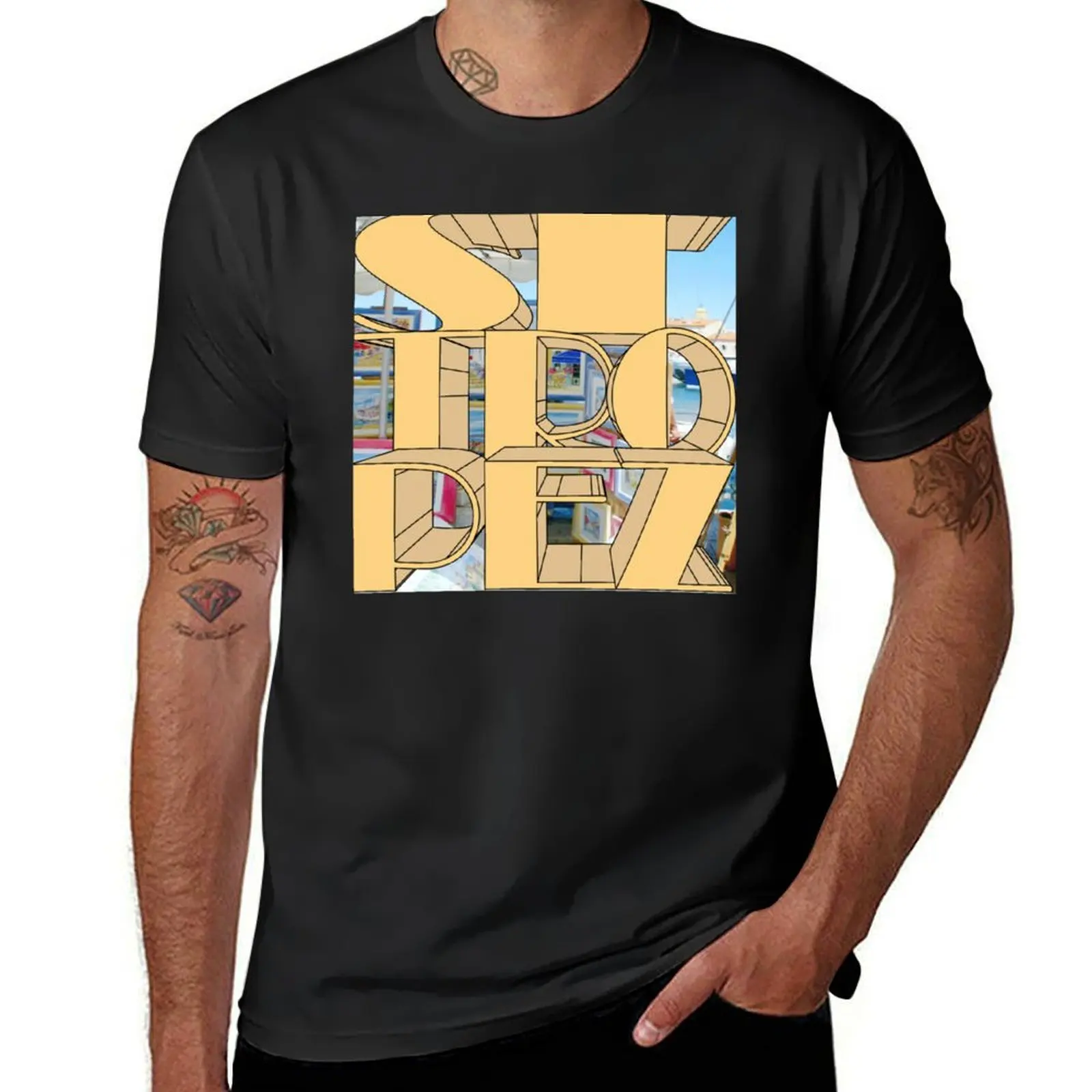 St. Tropez paintings in the harbor T-Shirt animal prinfor boys funnys plus sizes men clothing