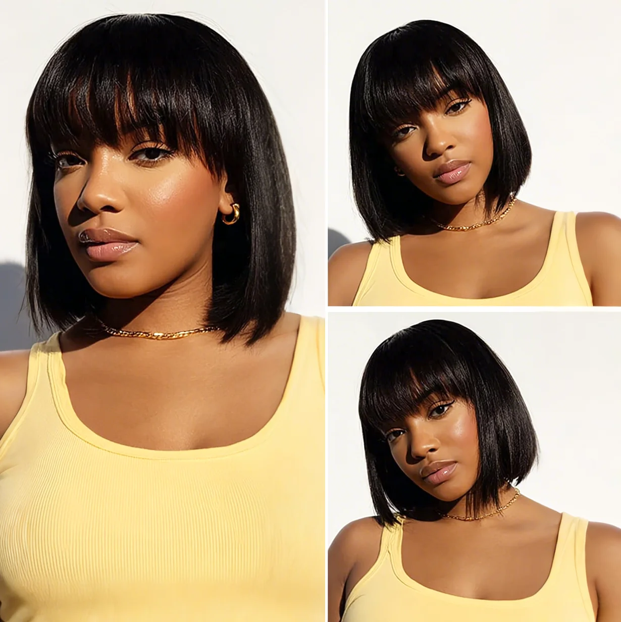 Sleek Short Bob Wigs with Bangs for Women P4/30 Highlight Brown Short Bob Human Hair Wigs Red Colored Straight Brazilian Wigs
