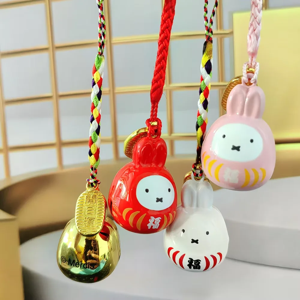Neuer Kawaii Miffy Kleiner Glockenanhänger Cartoon-Kaninchen Japanischer Stil Geflochtenes Seil Schlüsselanhänger Taschenaccessoire Beste-Freundin-Geschenk Festival-Geschenk – Detail 4