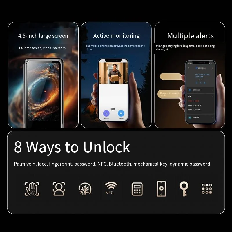 YN S11M Smart Home Digital Electronic Lock for Xiaomi Mijia Mihome App Fingerprint Doorbell 3D Face Palm Vein Camera Smart Locks