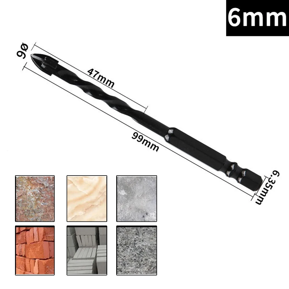 Drill Bit 3/4/5/6/8/10/12mm Tungsten Steel Alloy For Concrete Tile Glass Wood Hole Saw Four-edged Drill Bit Hand Drilll
