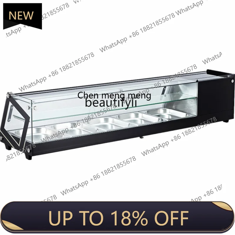 

New arrive Double-Layer Desktop Sushi Cabinet Refrigerated Display Cabinet Cooked Fresh Salad Freezer