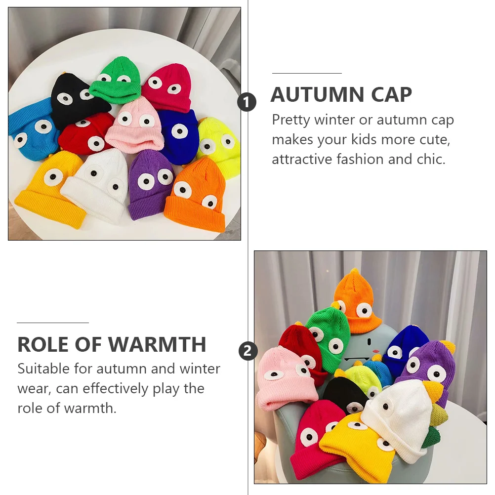 

Knit Hat Cartoon Dinosaur Wool Hats Woolen Yarn Soft Cap Orange Warm