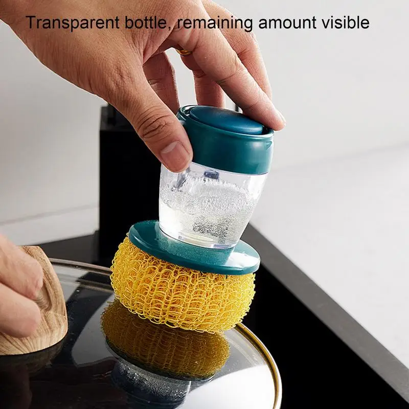 Soap Dispensing Brush Automatic Soap Liquid Adding Pot Brush Household Universal Kitchen Dish Palm Brush With Holder Drip