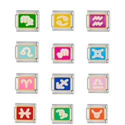 DAVINI 1pc 9mm Italian Zodiac Sign Module Bracelet ItIalian Charms Modular Charms Bracelet Link Handmade Bracelet Jewelry