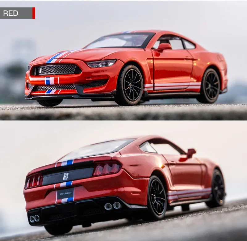 1:32 hohe Simulation Supercar Ford Mustang Shelby GT350 Auto Modell Legierung Ziehen Zurück Kid Spielzeug Auto 4 Offene Tür Kinder der Geschenke Baby