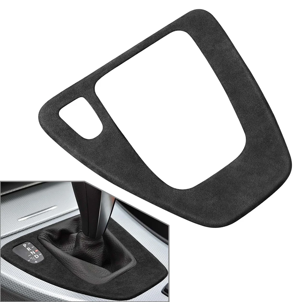 Car Gear Shift Frame Cover Knob Panel Sticker Trim LHD For BMW 3 Series E90 E92 E93 2005-2012 Suede Dark Grey