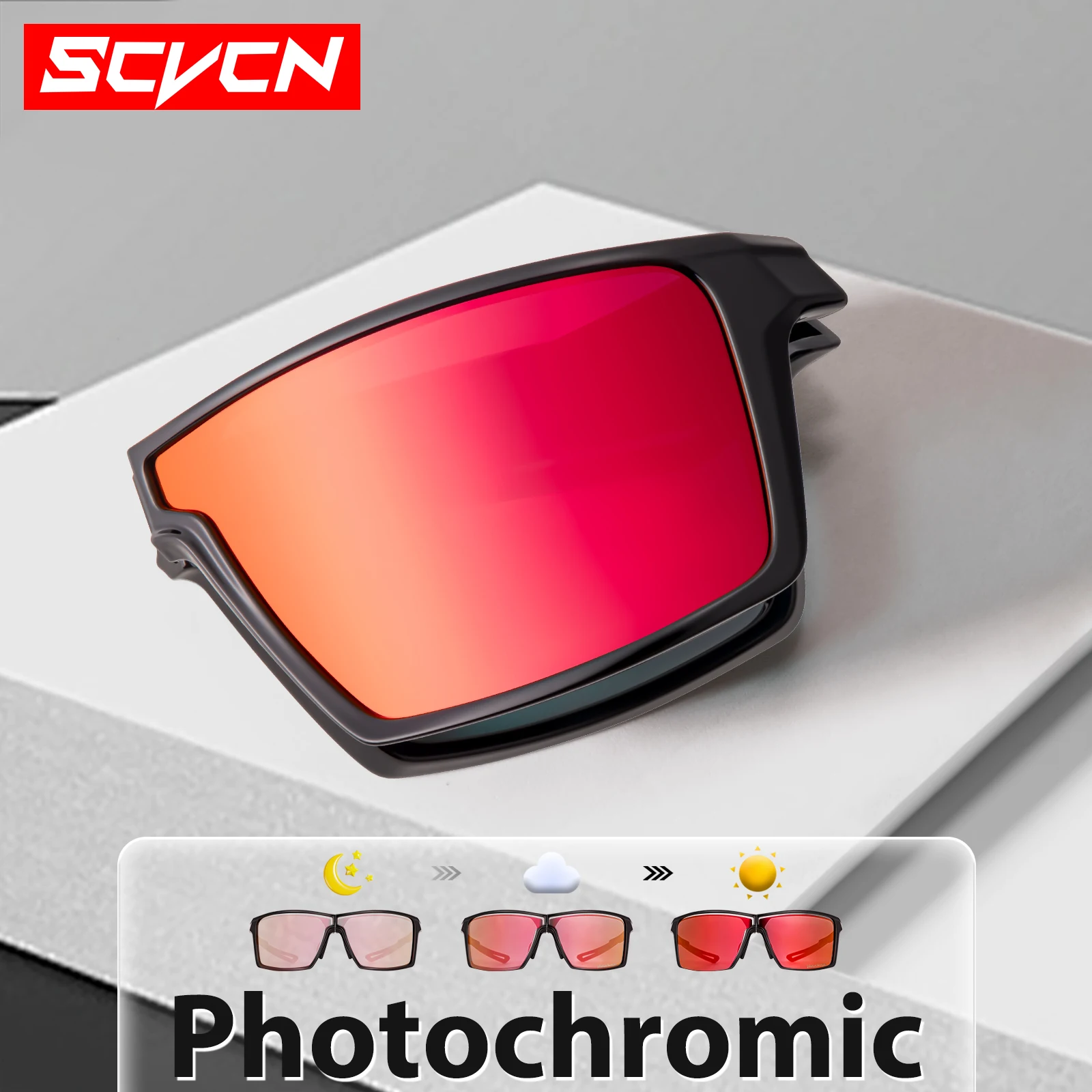 SCVCN Foldable Anti-fog Cycling Glasses Photochromic Sports Sunglasses Men Women MTB Road Bike Fishing Hiking Camping Eyewear