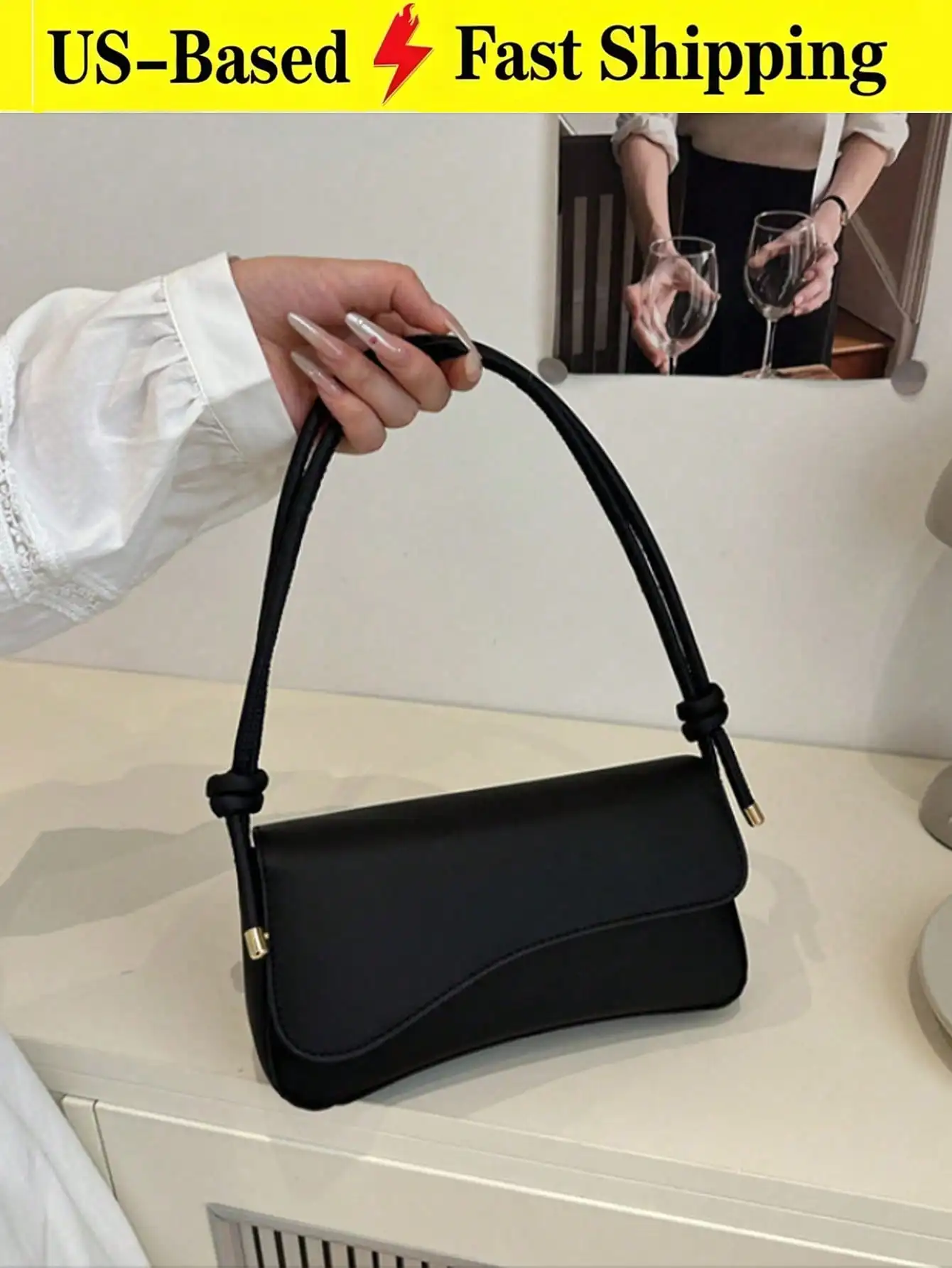 Minimalist Solid Color Shoulder Flap Bag, Classic Textured Crossbody Bag Purse For Women sg260427154355909754239