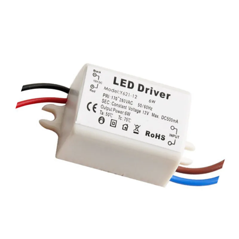 Y621-12 LED Driver Lighting Transformer Constant Current Input AC 110 -260V 500mA 50 -60Hz Output DC 12V 6W for LED Strip Lamp