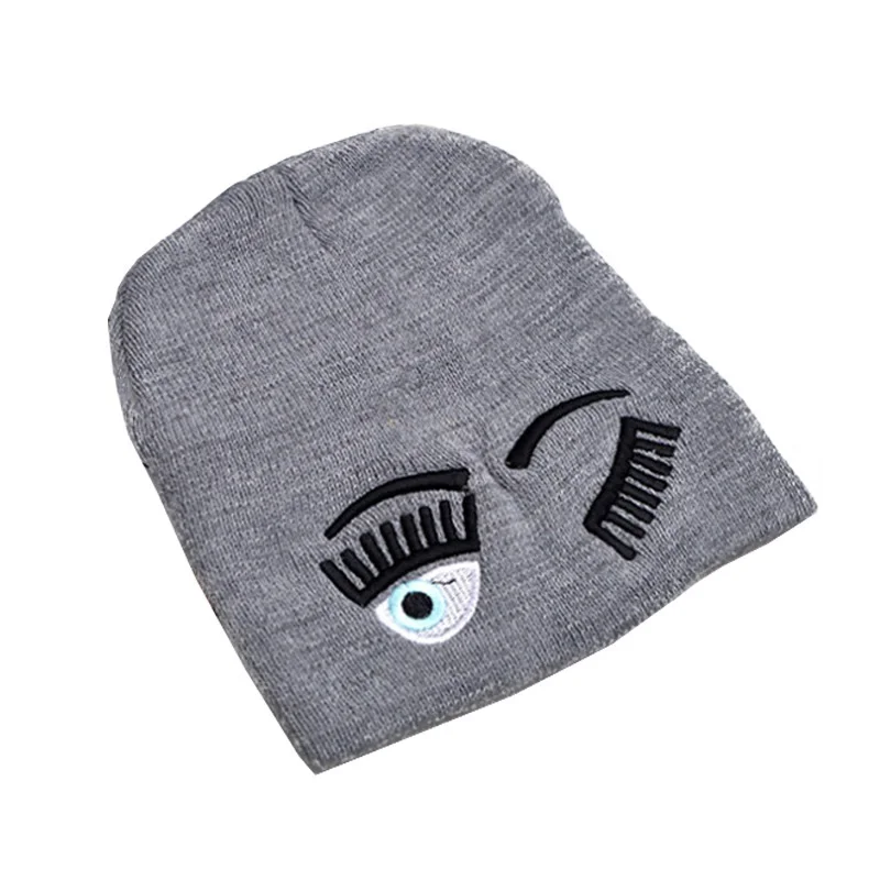 Fashion Spring Fall Winter Warm Eyelashes And Eyes Embroidery Woolen Knitted Hat Girl Boy Outdoor Ear Protection Cap Party Gift