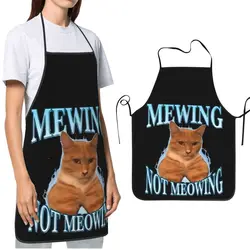 Mewing Not Meowing Funny Meme Apron Merch Waterdrop Resistant Adjustable Tie Mogging Cat Baking Aprons for Men Women Chef