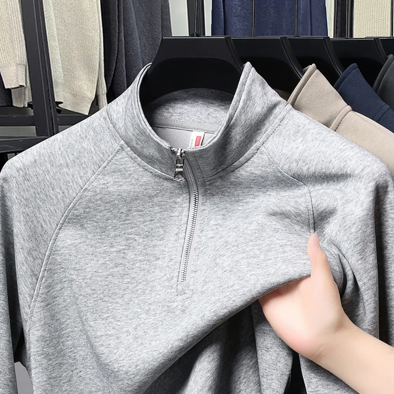 

Autumn Winter Men's Cotton Sweatshirt Half Zip Stand Collar Design Sweater Casual Casual Outerwear Coat