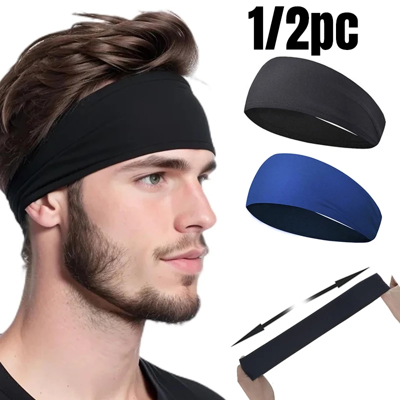 Sport Headband Men Women Fitness Sweat Bandage Head Hair Band  Elastic Tennis Yoga Absorb Sweatband Sports Hair Accessories