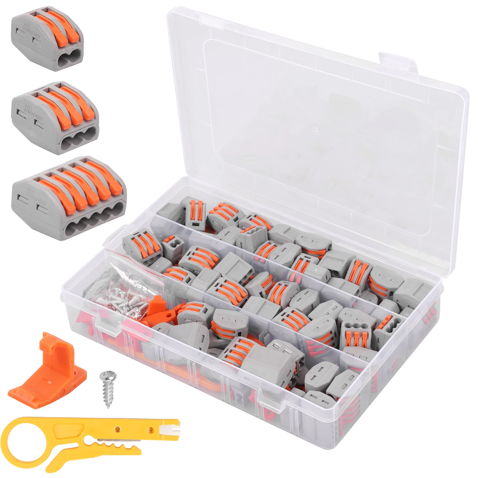 

121Pcs Lever Wire Connectors Nuts Kit Push in Quick Connect Electrical Lever Wire Connectors for 0.08mm²-2.5mm² Home Lighting