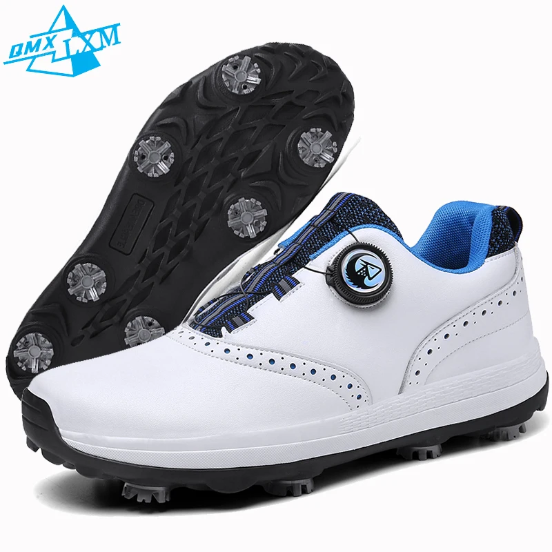 LiXingMing Golf Shoes Men White Water proof Cleats Golf Sport Shoes Outdoor Training Spikeless Golf Coach Sneakers 39-48#