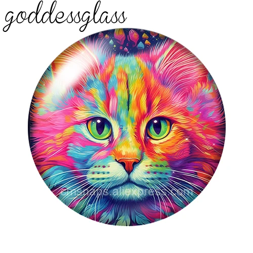 New Colorful Cat Fox  Elephant Lion 12mm/18mm/20mm/25mm Round photo glass cabochon flat back Making findings earrings jewelry