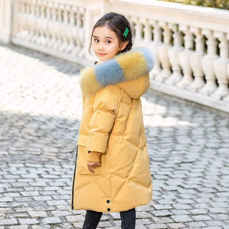 Russian Girl clothing Warm Winter Parka Outerwear Teenager Outfit Children Kids faux Fur Coat Hooded Jacket toddler girl clothes