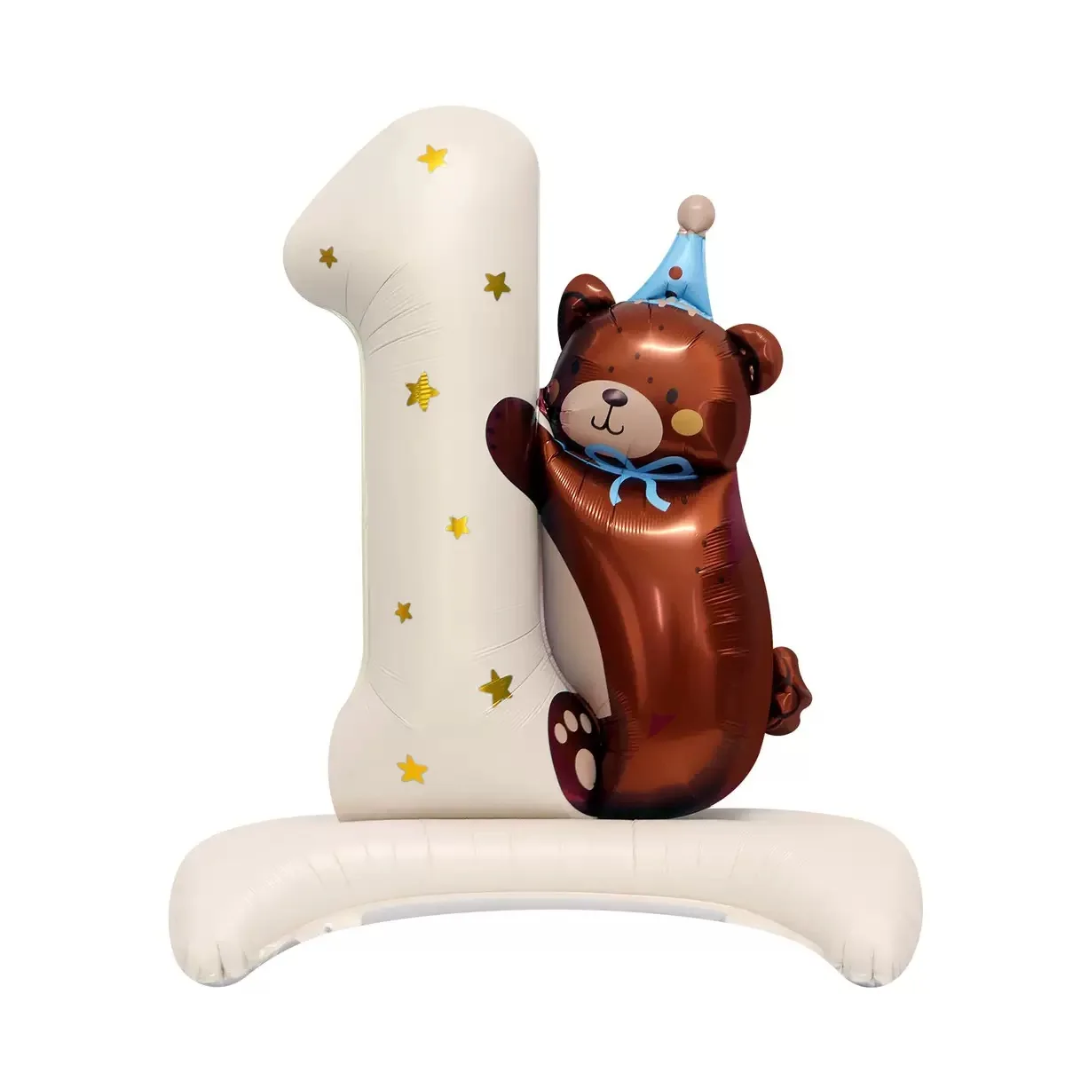 1. Geburtstag Bären-Ballon-Set Große Nummer 1 Bären-Folienballon mit Standfuß für Baby Mädchen Junge 1. Geburtstagsparty Dekoration – Detail 10