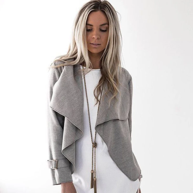 

Autumn Retro Wool Jacket Women Turn Down Coat Casual Solid Black Tops Vintage Loose Lady Jacket Long Sleeve Outwear New