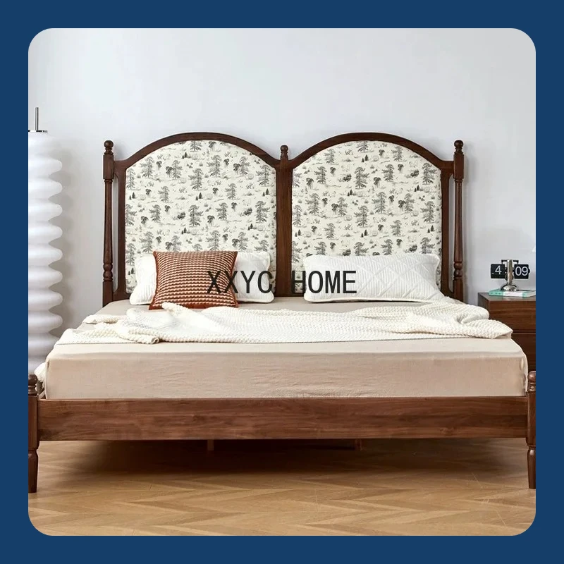 

1.8 meters solid wood bed simple walnut double bed master bedroom wedding bed