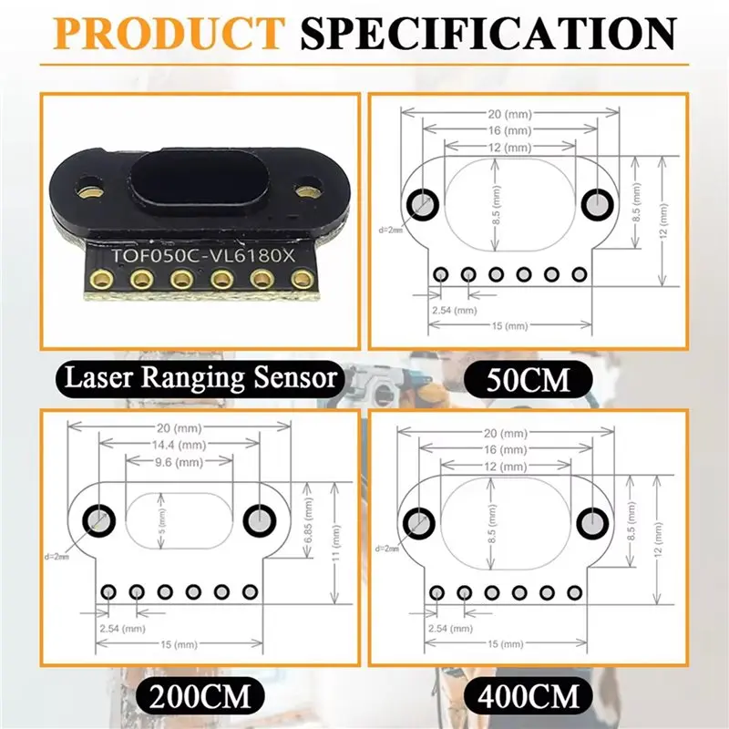 BAAE 4X Laser Ranging Sensor Module For STM32 Measure Flight Distance 50CM I2C Output TOF050C