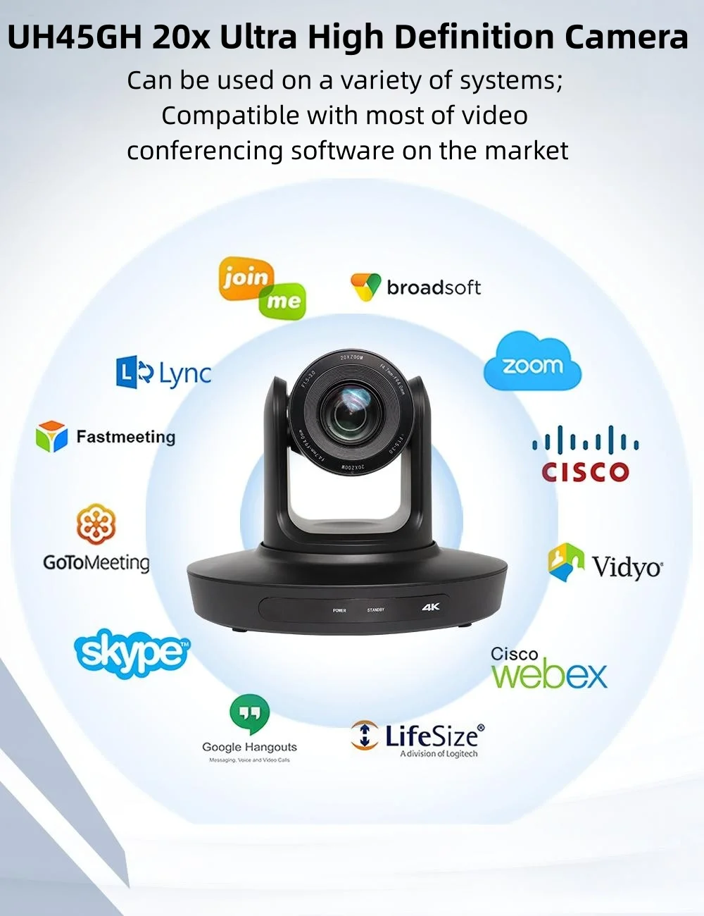 كاميرا تسجيل المشهد الأكبر عالية الوضوح 20 × 4 كيلو فائقة الصمت Ptz كاميرا ويب مرنة ذات دوران أفقي #4