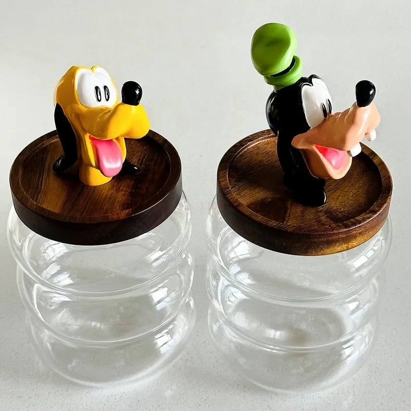 Disney Mickey Minnie Goofy Pluto Glass Jar Food Cartoon Storage Box Creative Glass Kitchen Supplies Living Goods Storage Gift