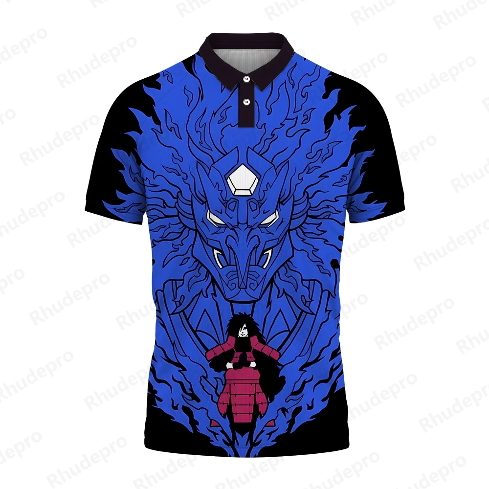 Polo de Uchiba Sasuke extragrande masculino, roupas de criança, camiseta de manga curta, Naruto Umaki Tops, Tendência, 5XL, 2023