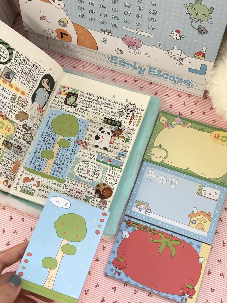 Nota de escritura de dibujos animados de frutas