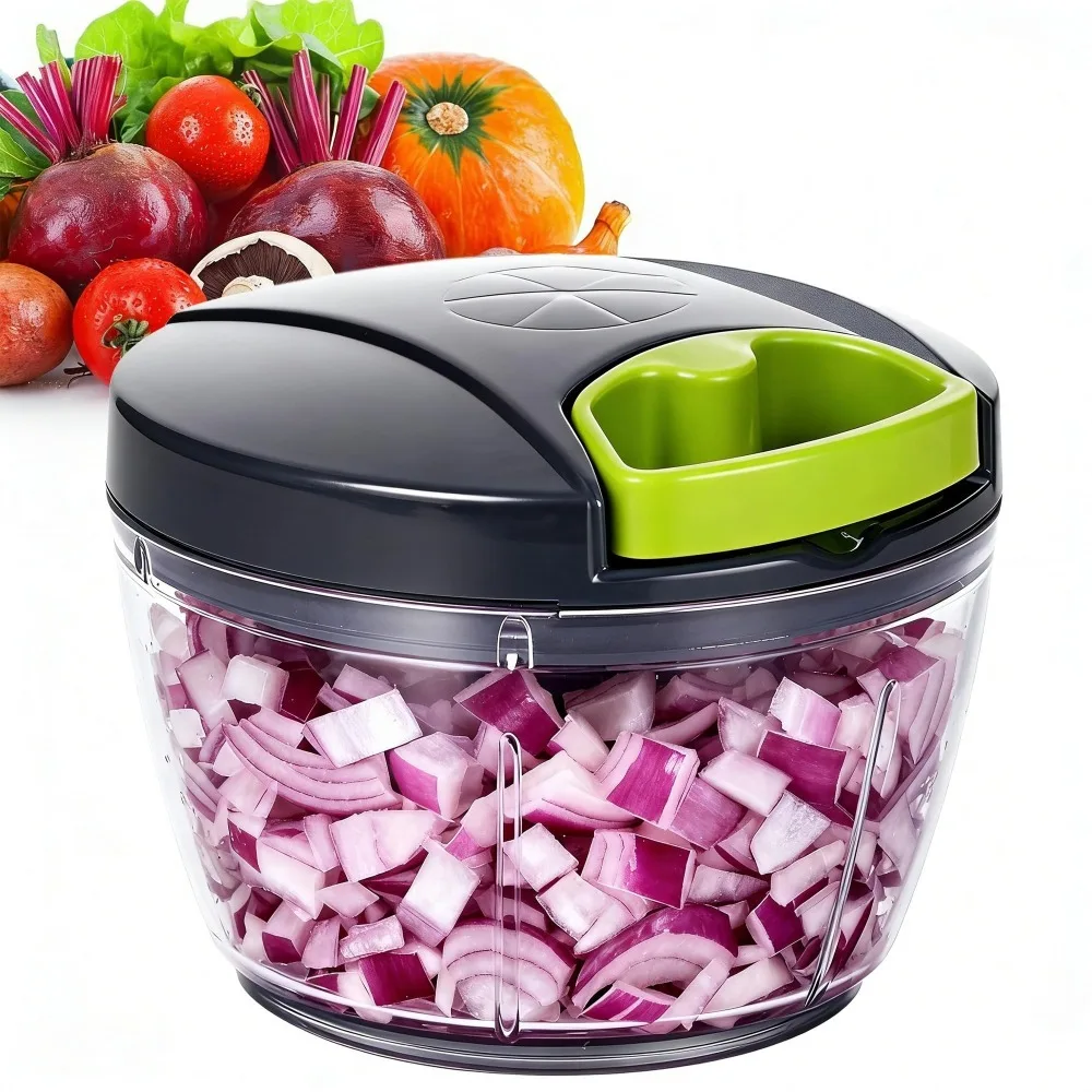 Manual Food Processor Vegetable Chopper Portable Pull String Garlic Chopper Multifunctional Kitchen Tool for Chili Vegetables