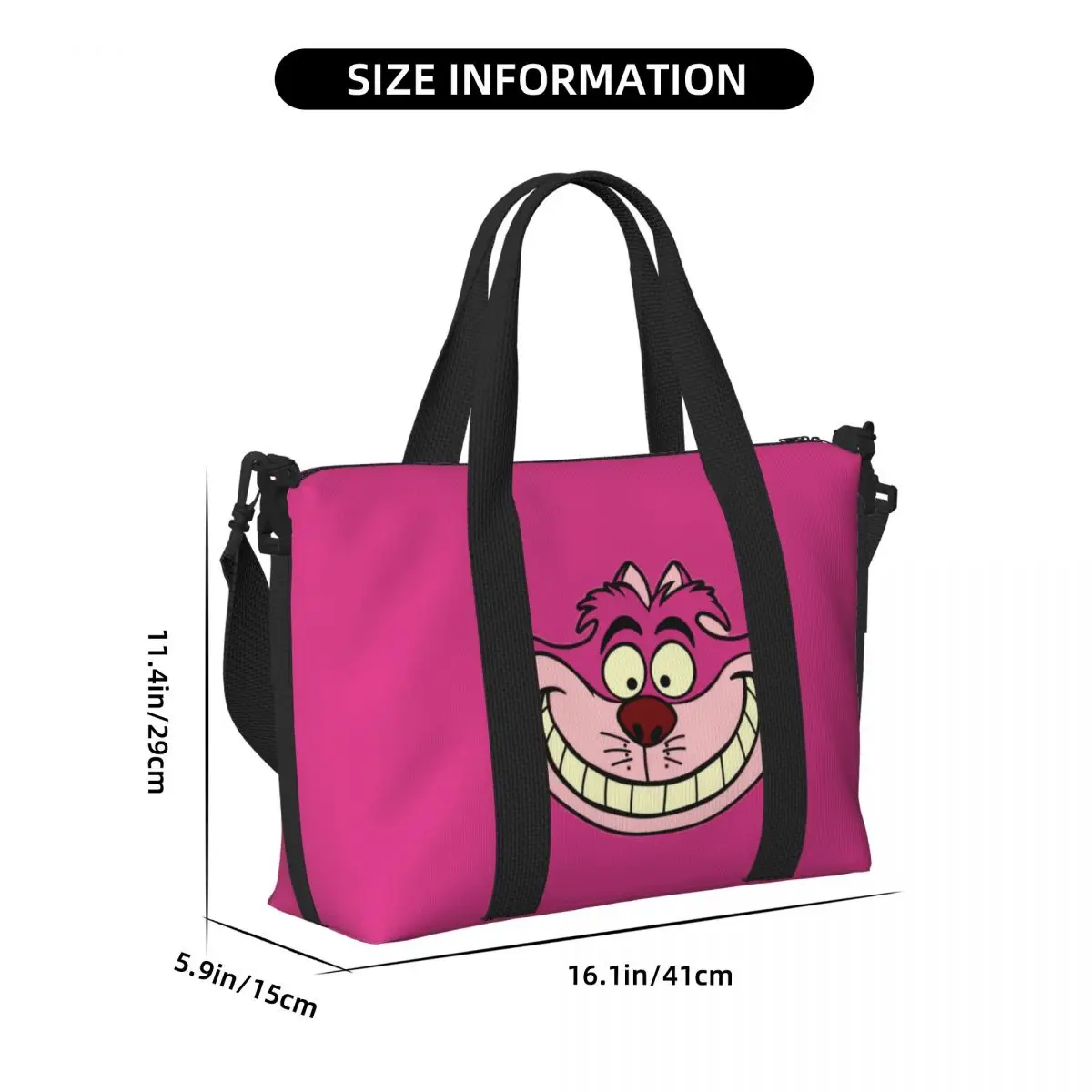 Borsa Tote da spiaggia personalizzata Cheshire Cat donna Extra Large Gym Carry On Animal Alice nel paese delle meraviglie borse per la spesa da