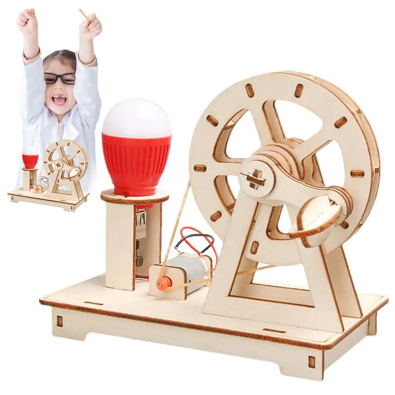 Generator Science Kit Hand-Cranked Generator Teaching Aid Handmade Light Bulb Science Kit Educational Generator Craft Toy Kit