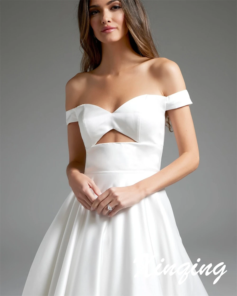 Robes de mariée classiques personnalisées en Satin blanc, épaules dénudées, robes de mariée de l'industrie lourde, robes d'occasion spéciale