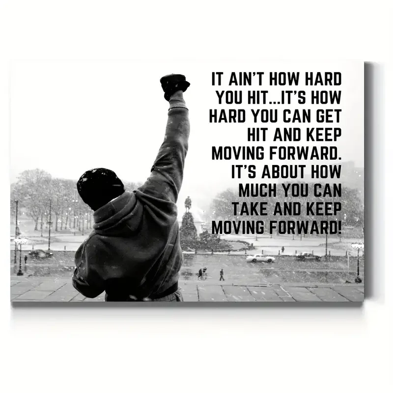 1pc Unframed Inspirational Quotes Canvas Print Poster, Rocky Balboa Boxing Canvas Wall Art, Artwork Wall Painting For Bathroom B