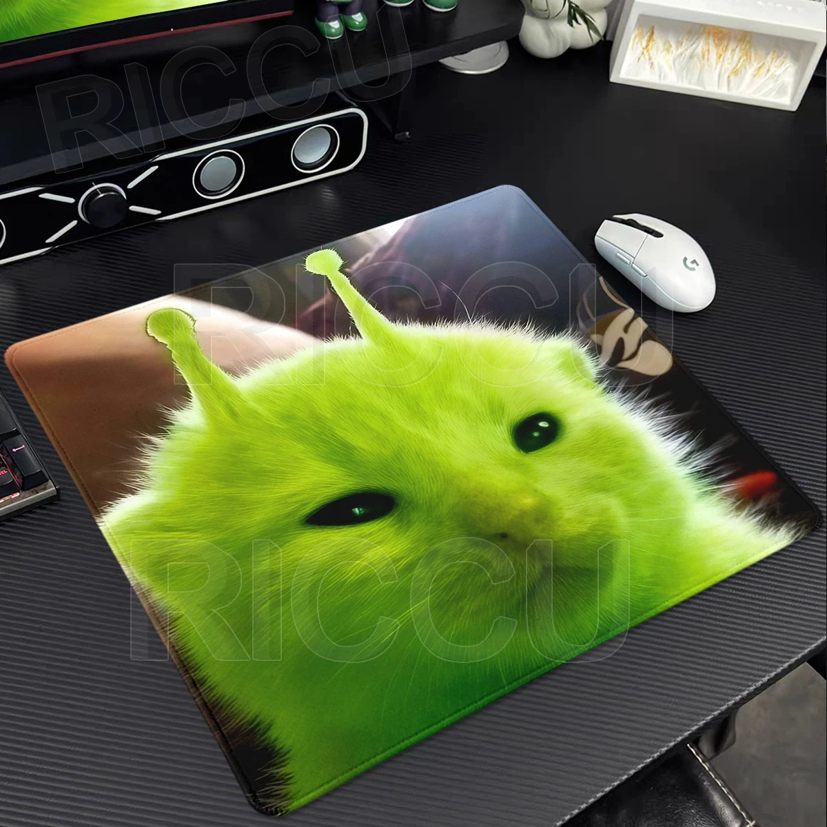 Alien Cat Mousepad Green Meme Small Gaming Laptop Mouse Pad Gamer Mat Keyboard Accessories Office Desk Decort Anime Cats PC Mat