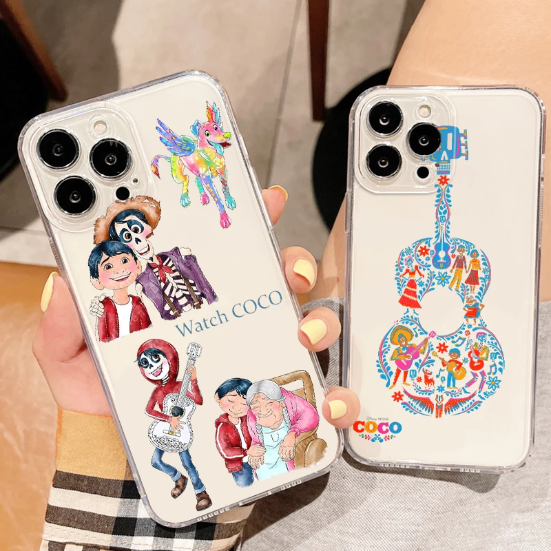 Coco Disney Cartoon Film For Apple iPhone 15 14 13 12 11 SE XS XR X mini Plus Pro MAX Transparent Phone Case Cover