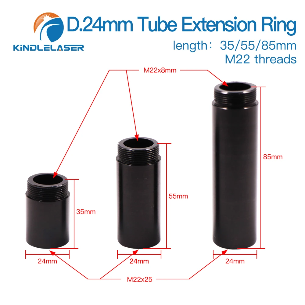 Kindlelaser CO2 Extension Tube Extension Ring Suit Laser head O.D.24mm Lens Tube for CO2 Laser Cutting & engraving Machine