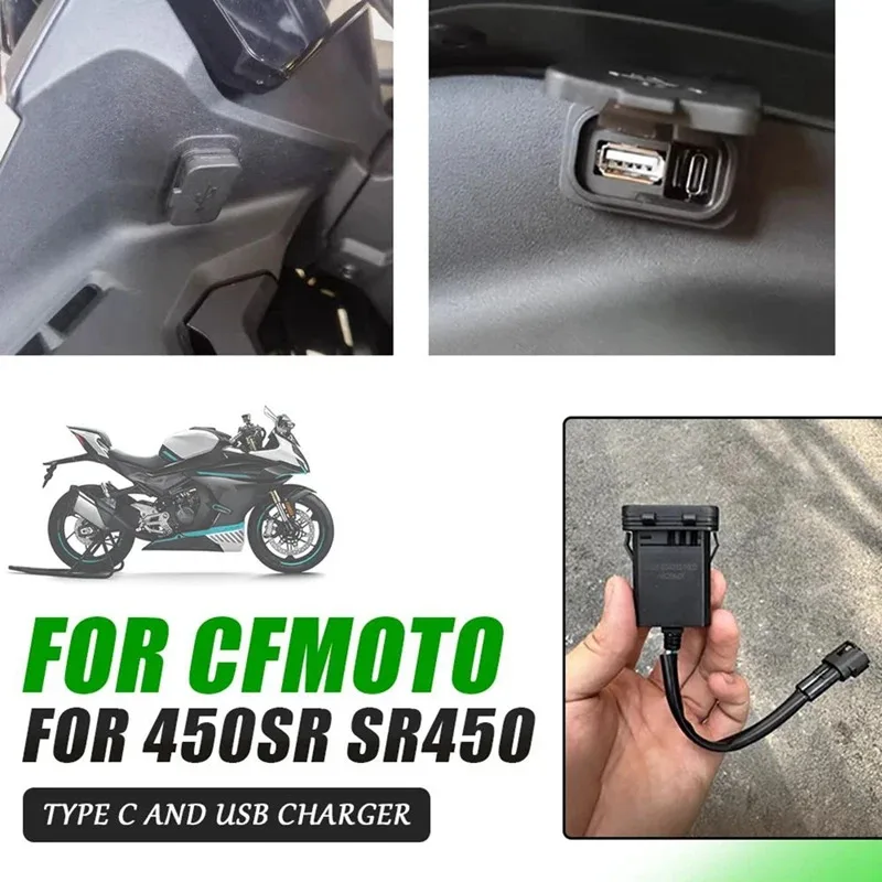 

For CFMOTO 250SR 450SR SR450 800NK 800 NK Motorcycle USB Power Charging Interface Socket Impulse Charge Port Black Plastic