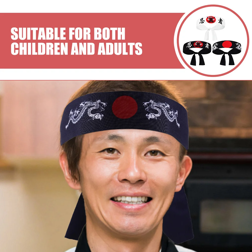 3 قطعة عقال النينجا اليابانية Hachimaki للرجال والنساء الساموراي باندانا فنون الدفاع عن النفس الرياضة تأثيري حفلة السوشي الشيف زي #6