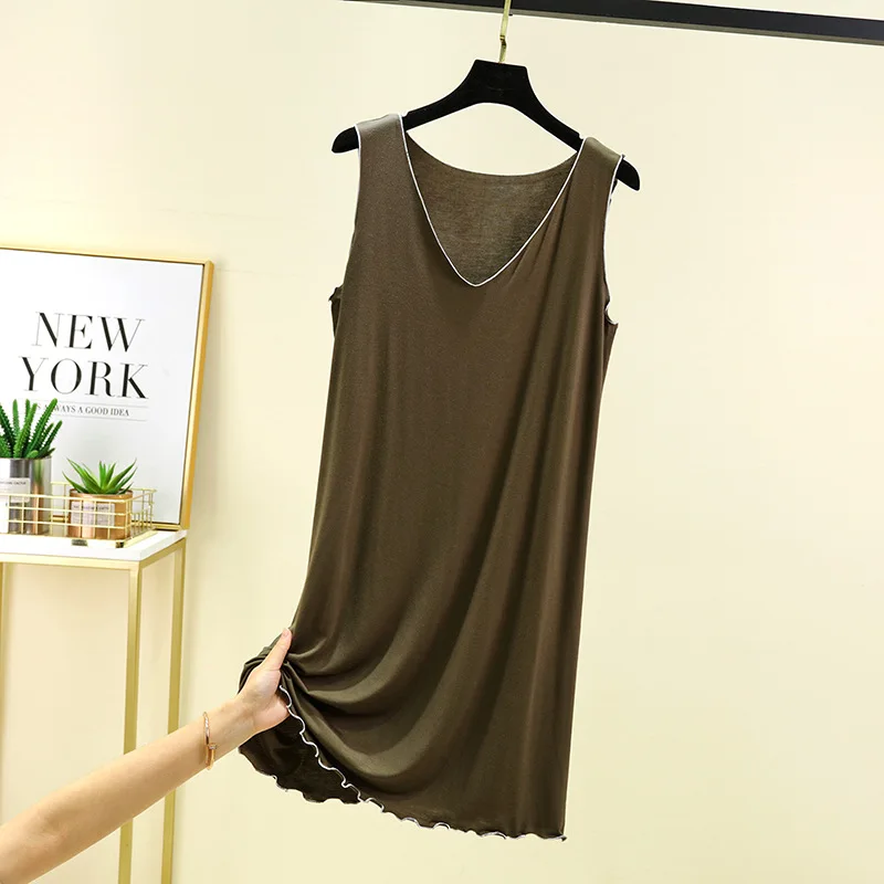 Modal Nightdress Women Summer 2024 New Japan Fashion Pajamas Sleeveless Sleepwear Loose Nightie Thin Homewear Vest Nightgowns