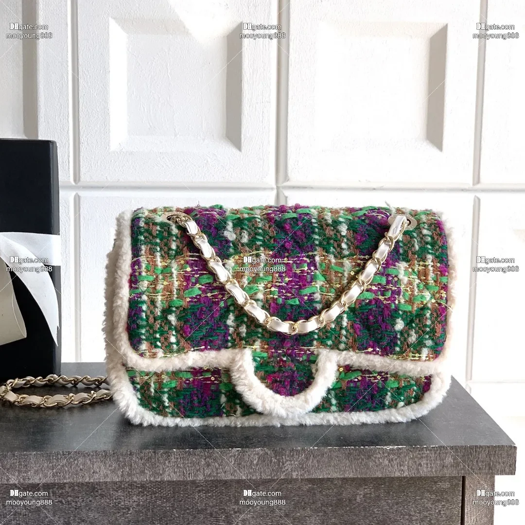 

wholesale price 12A upgrade mirror quality designer classic flap bag 20cm 26cm tweed handbags for women luxury chain