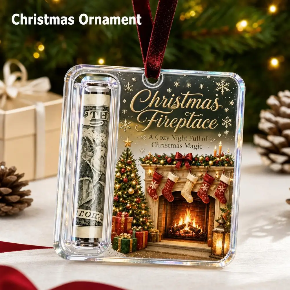 Christmas Cash Holder Ornament Acrylic Crafts Transparent Christmas Castle Christmas Tree Pendant Decoration Cute Money Holder