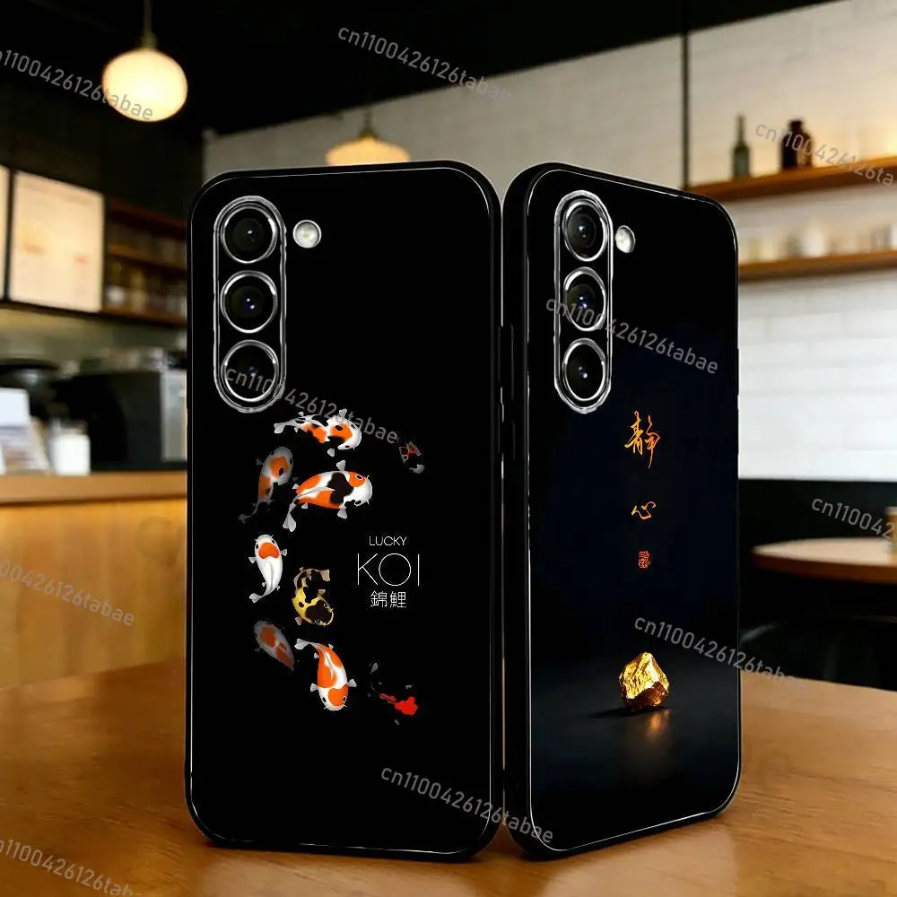 Good luck and wealth Phone Case For Samsung S24,21,22,23,30,Ultra,20,Plus,Note,10,9,Black soft silicone case